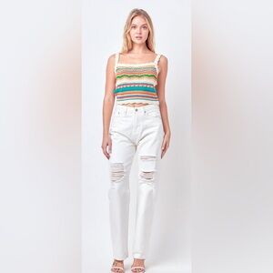 Crochet colorful knit top